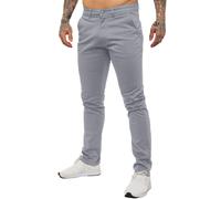 Enzo | Mens Slim Fit Stretch Chino Trousers - Light Grey / 28W / Short (30")