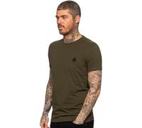Enzo Mens Slim Fit Stretch Muscle T-Shirt - Khaki / S