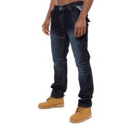 Enzo | Mens Straight Fit Denim Jeans Designer Menswear - Dark Wash / 40W / Short (30")