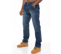 Enzo | Mens Straight Fit Denim Jeans Designer Menswear - Mid Wash / 40W / Regular (32")