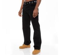 Enzo Mens Straight Leg Jeans Belted Regular Fit Denim Trousers Pants All Waists