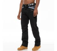 Enzo Mens Straight Leg Jeans Regular Fit Black Denim Pants Big Tall All Waists