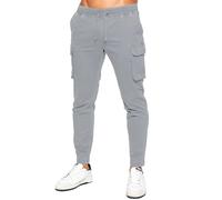 Enzo Men's Stretch Cargo Trousers in Light Grey | Size: Medium Enzo Light Grey M