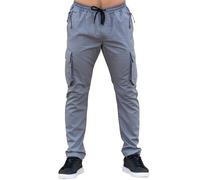 Enzo | Mens Technical Cargo Trousers - Light Grey / 2XL