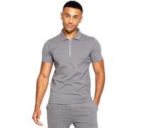 Enzo | Mens Zip Up Polo Shirt - Grey / 2XL