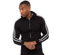 Enzo Men's Zip Up Tape Hoodie in Black | Size: Large Enzo Black L