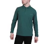 Enzo Moretti Mens Premium Polo Shirt 100% Cotton Long Sleeve Classic Fit Forest Green