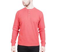 Enzo Moretti Mens Thermal Top Long Sleeve T-Shirt Henley Cotton Rich Waffle Knit Work Casual Red, XL