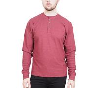 Enzo Moretti Mens Thermal Top Long Sleeve T-Shirt Henley Cotton Rich Waffle Knit Work Casual Wine