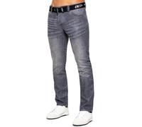 Enzo Straight Leg Jeans Mens Regular Fit Belted Denim Trousers Pants UK Sizes