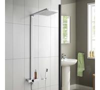 Enzo Ultra Thin Modern Bathroom Chrome Brass Square Head Cool Touch Shower Set