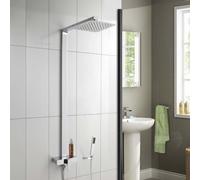 Enzo Ultra Thin Modern Bathroom Chrome Brass Square Head Cool Touch Shower Set Nes Home Metallic Silver One Size