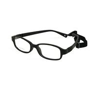 EnzoDate Children Optical Glasses Frame with Strap Size 49-16, No Screw Flexible Girls Boys Glasses,One-piece Kids Glasses with Cord (black) For Ages 7+y