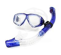 EnzoDate Optical Diving Gear Kit Myopia Snorkel Set, Different Strength for Each Eye, Nearsighted Dry Top Scuba Mask (Blue, -5.5)