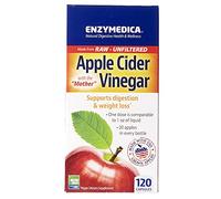 Enzymedica Apple Cider Vinegar, Digestive Support Enzymes Supplement, ACV Capsules Without the Strong Taste, 120 Capsules, Vegan, Gluten-Free, Soy-Free, Non-GMO