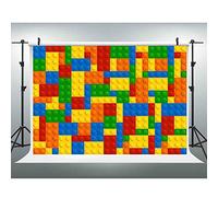 EOA 7(W) x5(H) FT Brick Birthday Party Backdrop Colorful Building Chips Photography Background Baby Shower Banner Cake Table Shooting Props