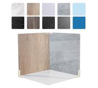 EOAJAFOU 5PCS Double Sided 10 Patterns Photography Backdrop Boards, 16x16 Inch Waterproof Background Surface with 4 Brackets, Cement Marble Wood Brick Texture Backdrop for Food Jewelry Shooting