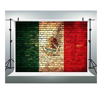 EOALOR EOA 7(W) x5(H) FT Retro Mexican Flag Brick Wall Photography Backdrop for Holiday Party,Mexico Independence Eagle Aztec Cactus Background,Photo Booth Studio Props