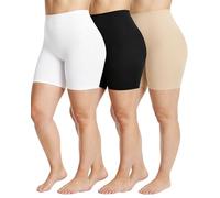 EOAMGO 3 Pack Plus Size Anti Chafing Shorts Women,High Waist Stretchy Chub Rub Shorts Women with Tummy Control Comfortable Fit (UK, Alpha, XXL, Regular, Regular) Black White Nude