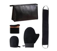 EOAMGO 5 in 1 Self Tanning Mitt Applicator Kit,Double Sided fake tan mitt with Mini Tanning Glove,Reusable Face Tanning Brush,Back Tanner Applicator for Back and Hard-to-reach Areas (Black)