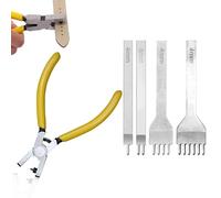 EOAMGO Belt Hole Puncher for Leather, Watch Band Leather Fabric Hole Punch, 4 Pieces 4mm 1/2/4/6 Prong Lacing Stitching Leather Craft Tool