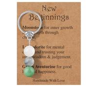 EOAMGO Crystal Keychain Gift, New Beginnings Gifts for Women with Encouragement Card, Inspirational Good Luck Keychain Gift for Encouragement Family Friends Colleagues Teacher (Brown)