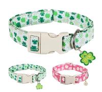 EOAMGO Dog Collar for Medium Small Dog, Soft Puppy Collars, Cute Cotton Pet Collar with Quick Release Plastic Buckle for Boys&Girls Dogs Puppy Cat Kitten (Green, S)