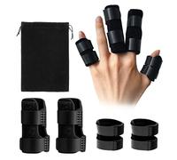 EOAMGO Finger Splint 4 Pack, Adjustable Trigger Finger Brace Set with Built-in Aluminium Support, 2 Wide & 2 Narrow Finger Supports for Mallet Finger, Broken Finger, Arthritis, Sprain Pain Relief