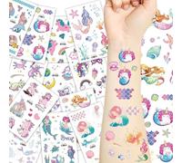 EOAMGO Glitter Temporary Tattoos for Kids, Unicorn Party Bag Fillers Fake Tattoos for Girls, Stick on Tattoo Transfers, 12 Sheets of Mixed Unicorn, Moon, Mermaid Tattoo Stickers Kit for Kids (01)