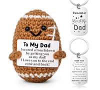 EOAMGO Presents for Dad from Daughter Son, Keyring & Novelty Knitted Keepsake Set, Sentimental Birthday Gifts, Unique Fathers Day Present