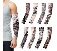 EOAMGO Tattoo Sleeves for Men, 8PCS Realistic Fake Tattoos, Stretchy Arm Covers for Sports, Sun Protection, Halloween, Hip Hop Style - Temporary Tattoo Sleeves