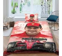 EOASNRTCB 3D Charles Leclerc Duvet Cover Set F1 Racing Bedding Quilt Cover with Hidden Zipper Closure for Kids Teens Adults Microfiber Bedding Decro Single(135x200cm)