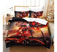 EOASNRTCB 3D Printed Duvet Cover Charles Leclerc Bedding Set for Children Teens F1 Racing Pattern Duvet Cover Set with Pillowcases Microfiber Quilt Cover with Hidden Zipper Closure Single（140x200cm）