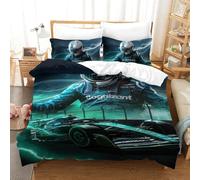 EOASNRTCB 3D Printed Duvet Cover F1 Racing Bedding Set for Children Teens F1 Driver Pattern Duvet Cover Set with Pillowcases Microfiber Quilt Cover with Hidden Zipper Closure Single(140x200cm)