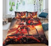 EOASNRTCB Comforter Bedding Set for Kids Boys Girls Charles Leclerc Print Duvet Cover Microfiber Bedding Set 3D F1 Racing Printed Quilt Cover,Room Decor Double(200x200cm)
