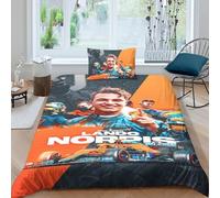 EOASNRTCB Duvet Cover Set Lando Norris Bedding 3D Printed, Quilt Cover Set with Zipper Closure F1 Racing Kids Bedding Set, Single (135x200cm) + Pillowcases