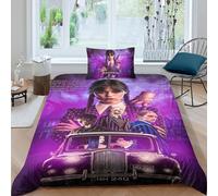 EOASNRTCB Duvet Cover Wednesday 3D Effect for Childrens And Youth Printed Duvet Cover Set with Pillow Cases Quilt Set Bedding Set Single(135x200cm)