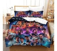 EOASNRTCB F1 Racing 3D Printed Duvet Cover with Pillowcases Bedding Set with Zipper Closure Hypoallergenic Soft Microfiber Quilt Cover Set Single(140x200cm)