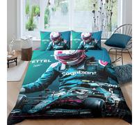 EOASNRTCB F1 Racing 3D Printed Duvet Cover with Pillowcases Bedding Set with Zipper Closure Hypoallergenic Soft Microfiber Quilt Cover Set Double(200x200cm)