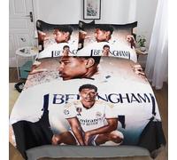 EOASNRTCB Jude Bellingham Bedding Duvet Cover Set Microfibre Comforter Cover 3D Print Quilt Cover with Set Pillowcases for Children, Adults with Hidden Zipper Closure Soft Double(200x200cm)