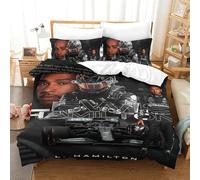 EOASNRTCB Kids Duvet Cover Set 3D Printed Lewis Hamilton Bedding Set Duvet Cover with Zipper Closure for Kids Boys Teen Soft Microfiber Quilt Cover Single(140x200cm)
