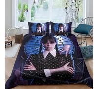 EOASNRTCB Kids Duvet Cover Set 3D Printed Wednesday Bedding Set Duvet Cover with Zipper Closure for Kids Boys Teen Soft Microfiber Quilt Cover Double(200x200cm)