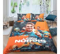 EOASNRTCB Lando Norris Duvet Cover Set 3D F1 Racing Printed Bedding Quilt Duvet Cover with Hidden Zipper Closure for Girls Boys, Ultra Soft Microfiber Bedding Double(200x200cm)