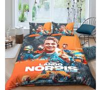 EOASNRTCB Lando Norris Duvet Cover Set F1 Racing Bedding Set for Kids Boys Girls 3D Printed Comforter Cover Microfiber Quilt Cover Bedroom Collection King(220x240cm)