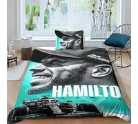 EOASNRTCB Lewis Hamilton 3D Printed Bedding Duvet Cover with Zipper Closure for Bedding Set, Soft Microfiber for Kids Teens Adults Bedding Quilt Cover Single(135x200cm)