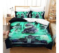 EOASNRTCB Lewis Hamilton 3D Printed Duvet Cover with Pillowcases Bedding Set with Zipper Closure Hypoallergenic Soft Microfiber Quilt Cover Set Single(140x200cm)