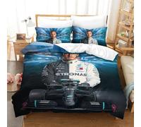 EOASNRTCB Lewis Hamilton Children Duvet Cover Printed Bedding Set Quilt Cover And Pillowcases with Zipper Closure for Bedding Decro, Soft Microfiber Single(140x200cm)