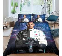 EOASNRTCB Lewis Hamilton Children Duvet Cover Printed Bedding Set Quilt Cover And Pillowcases with Zipper Closure for Bedding Decro, Soft Microfiber Double(200x200cm)