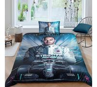 EOASNRTCB Lewis Hamilton Duvet Cover Sets Kids Bedding Sets Boys, Lewis Hamilton Quilt Cover, Ultra Soft Microfiber, Hidden Zipper, with Pillowcase Bedroom Decor Single(135x200cm)