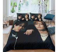EOASNRTCB Stray Kids 3D Printed Duvet Cover with Pillowcases Bedding Set with Zipper Closure Hypoallergenic Soft Microfiber Quilt Cover Set King(220x240cm)